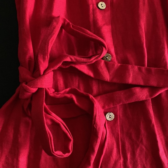 Potter’s Pot LA boutique Linen blend on/off shoulder faux button front tie belt - Picture 10 of 10